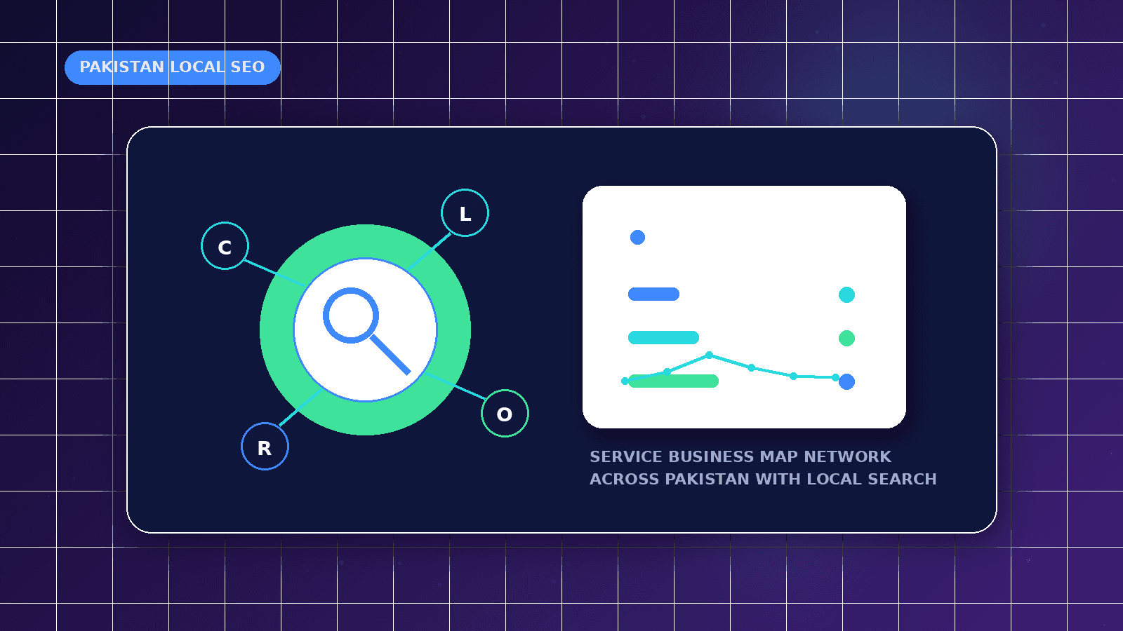 Local SEO for Service Businesses in Pakistan featured illustration showing service business map network across Pakistan with local search and call leads
