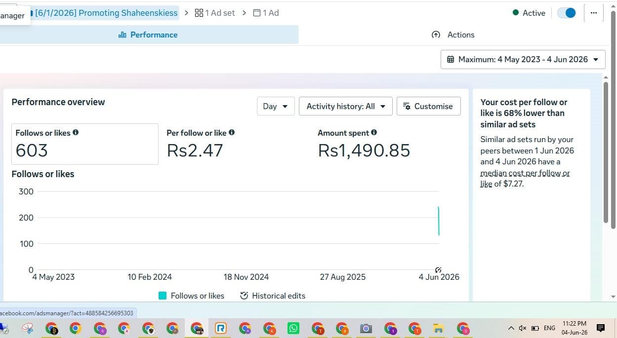 Followers Ad Result proof screenshot for Ad Campaigns analytics and SEO reporting
