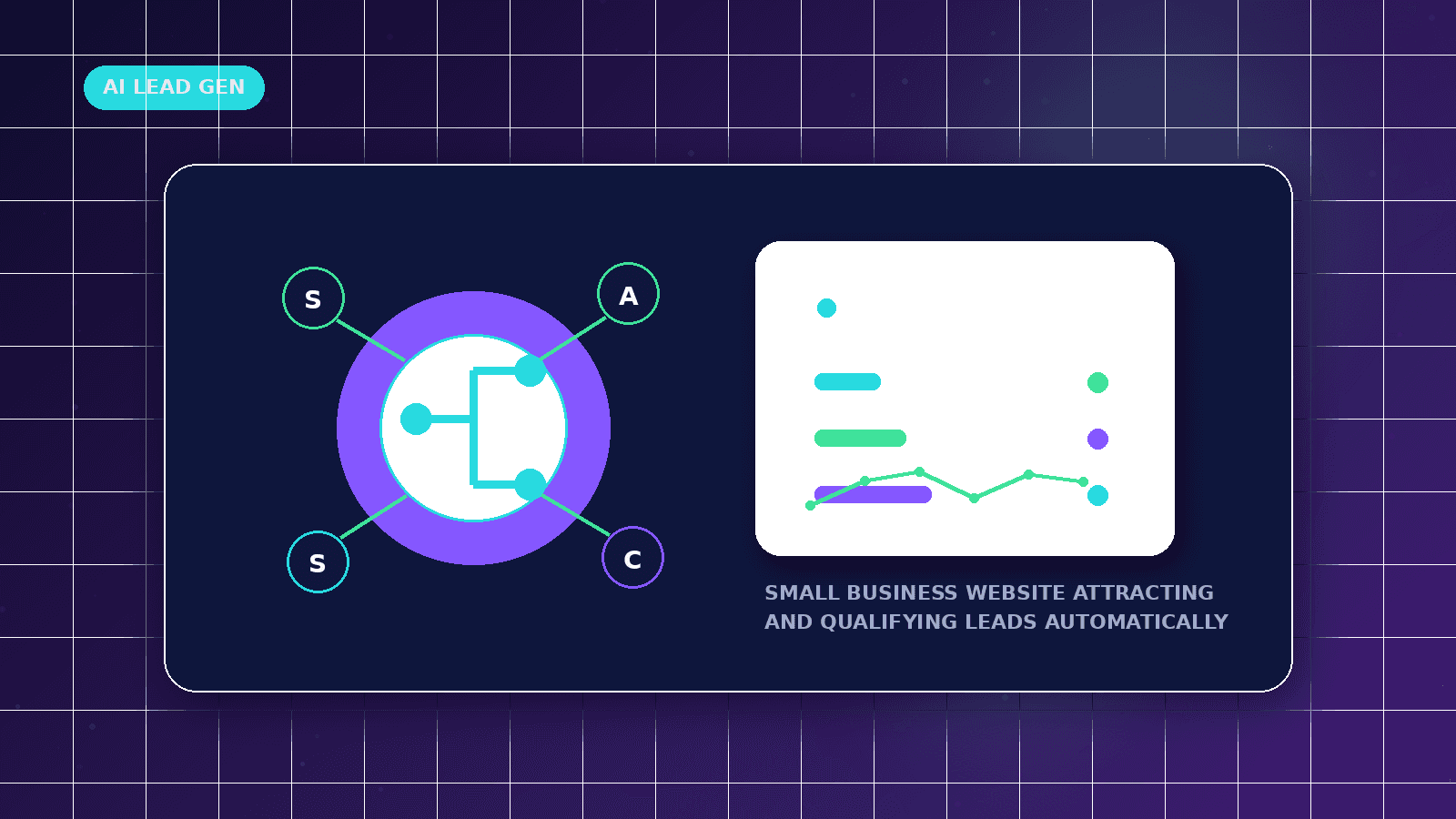 AI Lead Generation Automation for Small Business featured illustration showing small business website attracting and qualifying leads automatically