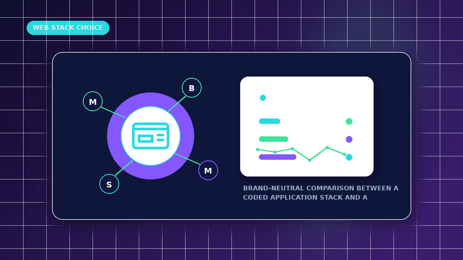 Next.js vs WordPress for Business Websites featured illustration showing brand-neutral comparison between a coded application stack and a visual CMS stack